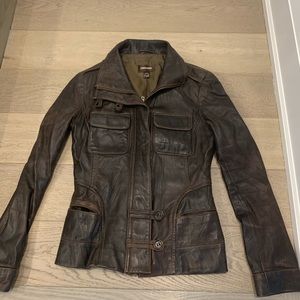 Danier dark brown leather jacket
